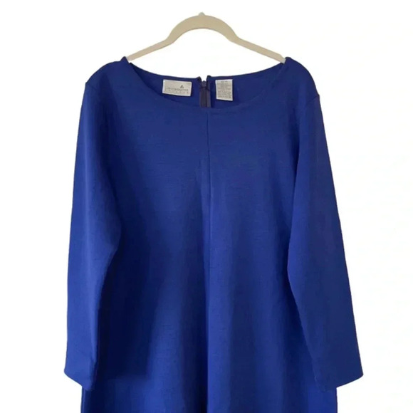 Liz Claiborne Blue Knit Dress Size Medium Vintage Long Sleeves Office Classic - Picture 6 of 10